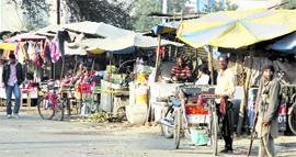 Vendors encroach upon Garha Road near the bus stand in Jalandhar.