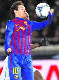 Lionel Messi of Barcelona in action against Al Sadd during their Club World Cup semifinal in Yokohama on Thursday. Barcelona won 4-0.