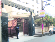 DAV College wears a deserted look as teaching and non-teaching staff of the college observe strike in Amritsar on Friday.