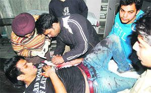 Ishant undergoes treatment at the Civil Hospital after he was shot at in Jalandhar on Friday. 