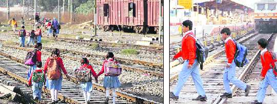 With school on one side and their residence on the other, it is a routine for students to risk their lives and cross the tracks at the railway station in Jalandhar.