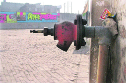 A hydrant installed without a valve at Preet Palace cinema hall.