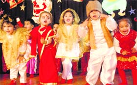 Students of Bachpan perform a dance at the annual day celebrations in Mohali on Saturday