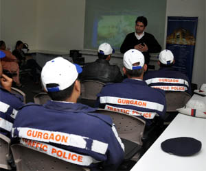 Haryana traffic policemen attend a basic life support training programme, organised by Columbia Asia Hospital in Gurgaon. 