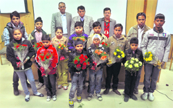 Office-bearers of the Zindagi Live Foundation, an NGO, with thalassaemic children. 