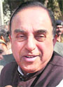 Janata Party president Subramanian Swamy leaves Patiala House Court after testifying in the 2G scam case in New Delhi on Saturday