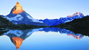 Matterhorn and Dente Blanche, Switzerland, at sunrise.