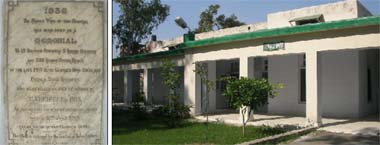(Left) One of the plaques installed outside the family ward of the hospital; one of the hospital blocks which wears a deserted look