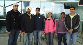 Athletes from the Malwa College, Bathinda, along with president of the District Athletic Association, KPS Brar (second from left).