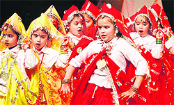 Students of The Millennium School perform during the schools annual function at Tagore Theatre in Chandigarh on Sunday