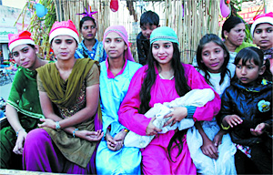 A tableau that was a part of the procession organised in Bathinda ahead of Christmas on Sunday. Tribune photograph