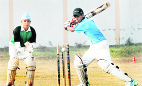A match in progress between Doon Public School and DP Anand Cricket Academy during the Sub-junior Cricket Tournament at Satluj Public School, Sector 4, Panchkula, on Monday.