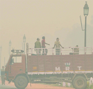 Dense fog gripped New Delhi on Monday. 