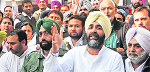 PPP chief Manpreet Singh Badal addresses a press conference in Chandigarh on Monday. 