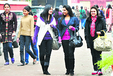 A file photo of students at a college in Ludhiana.