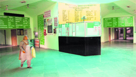 The registration counter of the Civil Hospital wears a deserted look as pharmacists oberserve strike in Amritsar on Tuesday. Photo: Sameer Sehgal