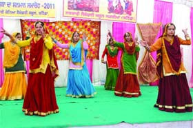 Students of Government Secondary School perform during a function in Bathinda on Tuesday