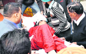 The girl undergoes treatment at a hospital in Jalandhar on Tuesday. 