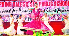 Students perform a dance during the annual function of Spring Dale Senior Secondary School in Ludhiana