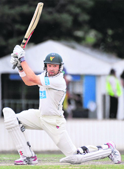 CAC XIs Ed Cowan bats on the second day of the match against India in Canberra on Tuesday.