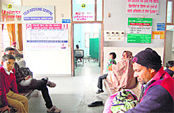Patients wait at the Civil Hospital for doctors to resume work in Amritsar.