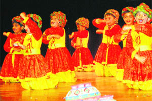 Students of Smart Wonder School perform a Rajasthani dance during their annual day celebrations at Tagore Theatre in Chandigarh on Wednesday. 
