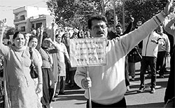 Pharmacists protest at Phase VI in Mohali on Thursday