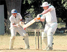 A batsman in action in a match in the Twenty20 Beehive Challengers Cup Cricket Tournament in Dehradun on Thursday