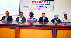 Team of a private company interviews students during a placement drive at the Deenbandhu Chhotu Ram University of Science and Technology, Murthal