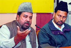 Zahir Ahmed Khadim, secretary, Missionary Work of the Ahmadiyya Muslim Jamat addresses mediapersons in Jalandhar on Thursday. 