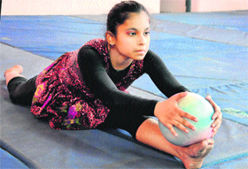 A gymnast performs during the ongoing 38th Chandigarh State Gymnastics Championship at Sports Complex in Sector 7, Chandigarh, on Friday.
