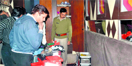 The SP (City) inspects the jewellery shop in Haridwar on Friday.