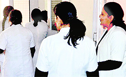 Nurses being taken for questioning by a CBI team at the District Hospital in Haridwar on Friday