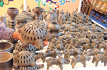 Handicrafts on display during the three-day Rajasthan Tourism Festival, which opened in Ludhiana on Friday. 