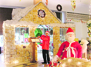 Loaves of bread used for decorating Ginger hut at a hotel in Ludhiana.