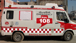 White sheet have been pasted on the portraits of Punjab Chief Minister Parkash Singh Badal on the 108 emergency ambulance vans.