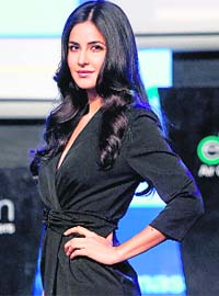 Panasonic brand ambassador Katrina Kaif poses at a product launch in Mumbai late on Friday