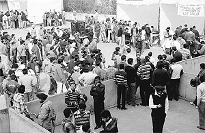 Long queues were witnessed during the lok adalat at the district courts in Sector 17, Chandigarh, on Saturday. 