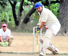 A batsman in action in a match in the Twenty20 Beehive Challengers Cup Cricket Tournament in Dehradun on Saturday. 