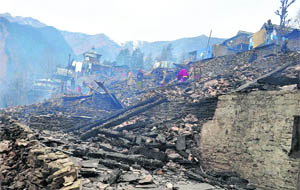 The burnt houses in Chichwadi village in Rohru on Saturday. 