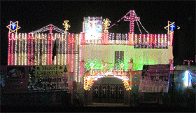 A church decorated on Christmas eve at Salem Tabri in Ludhiana on Saturday.