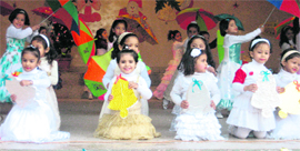 Children perform a dance during Christmas celebrations at Saraswati Public School in Ludhiana on Saturday.