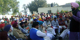 Kushaldeep Dhillon addressing his supporters in Faridkot on Saturday.