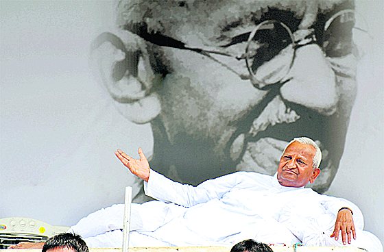  A fasting Anna Hazare became a rallying point for popular sentiment against graft