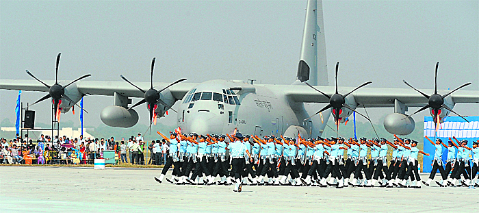 The marching Indian Air Force personnel reflect the indefatigable spirit of the armed forces 