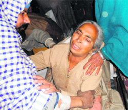 The wailing family members of the deceased in Amritsar on Sunday