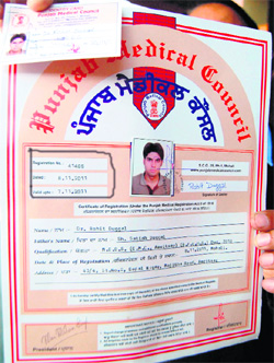 The certificate issued to Rohit Duggal. Photo: Sameer Sehgal
