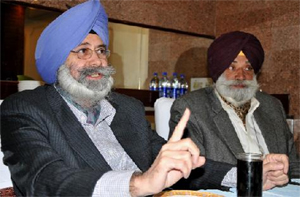 Supreme Court lawyer HS Phoolka (left) addresses the media in Bathinda on Sunday while launching his campaign for drug-free Punjab.