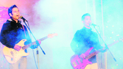 A rock band performs at Sector 17 in Chandigarh on Sunday.
