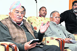 Lt-Gen TPS Rawat (retd), president of the Uttarakhand Raksha Morcha addresses the media in Dehradun on Sunday